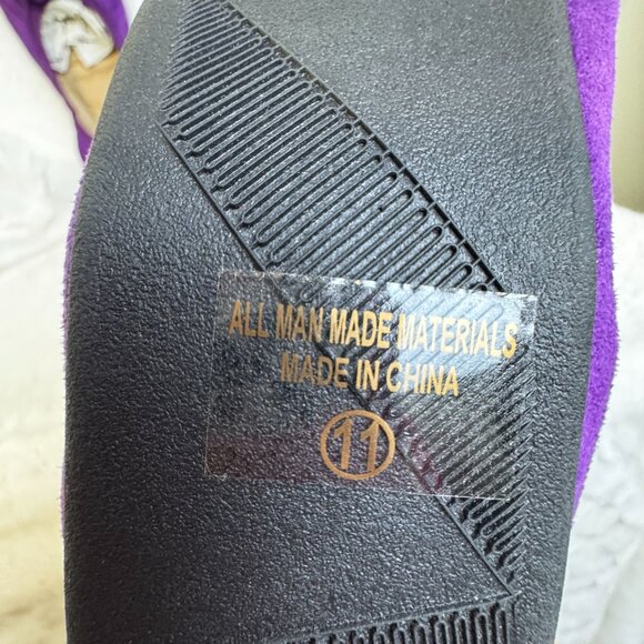 Purple Ollio Womens Ballet Flats W/ Flower Design Faux Suede Slip On Comfort - Picture 3 of 4